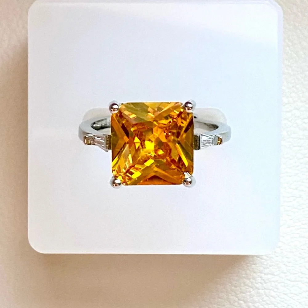 Yellow Square-Cut Gemstone Ring